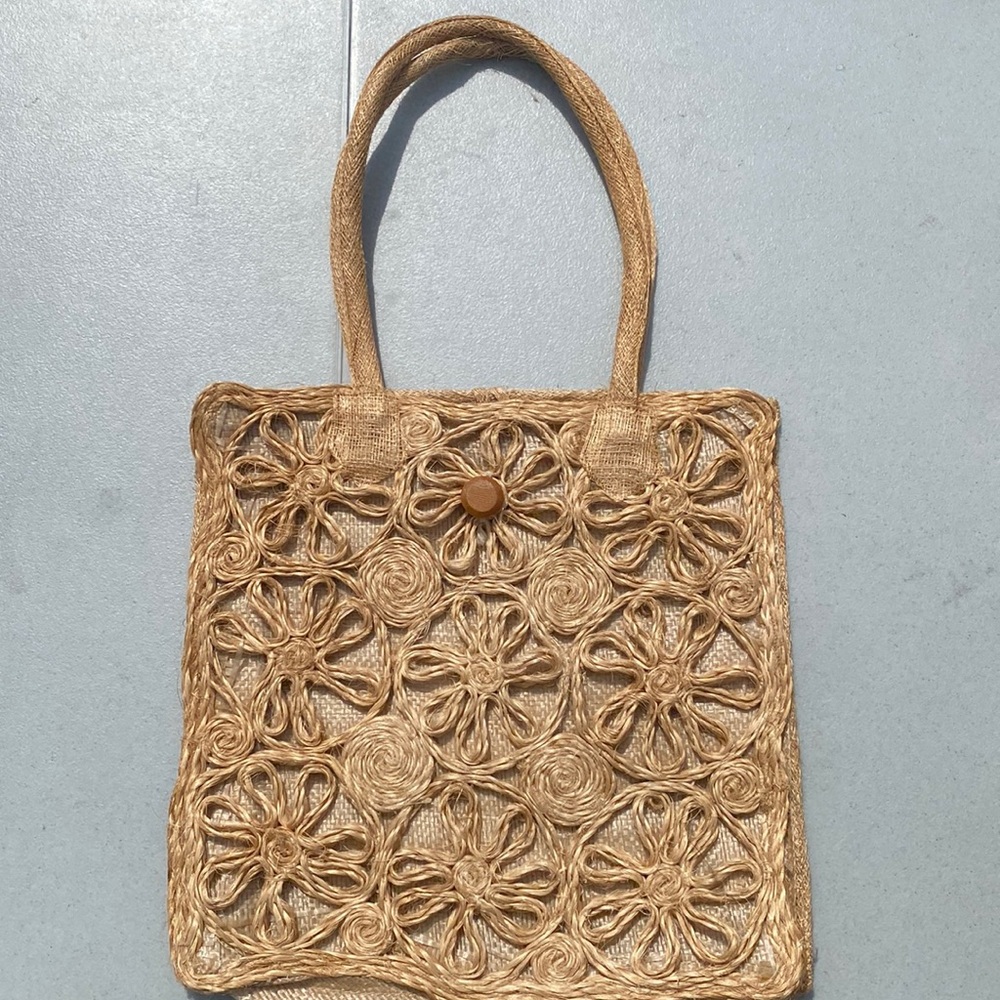 Vintage straw handbag purse 1950s